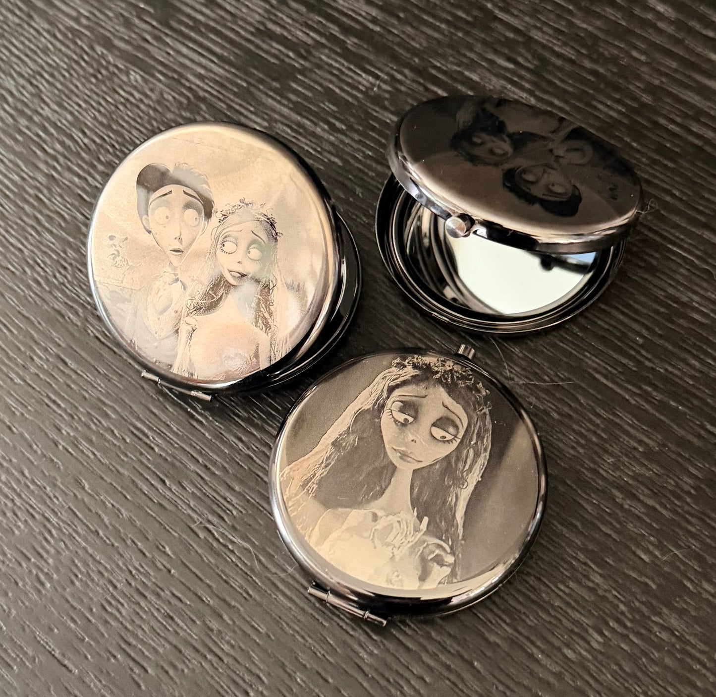 Compact Pocket Mirror - Corpse Bride Dual Sided Metal Engraved