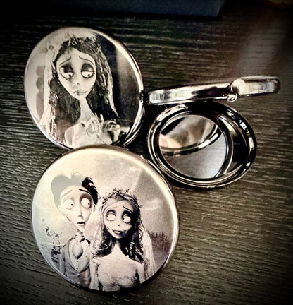Compact Pocket Mirror - Corpse Bride Dual Sided Metal Engraved