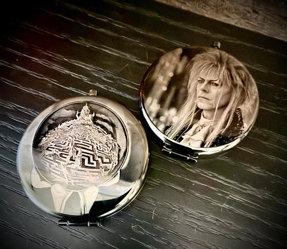 Compact Pocket Mirror - Labyrinth David Bowie Dual Sided Engraved Steel