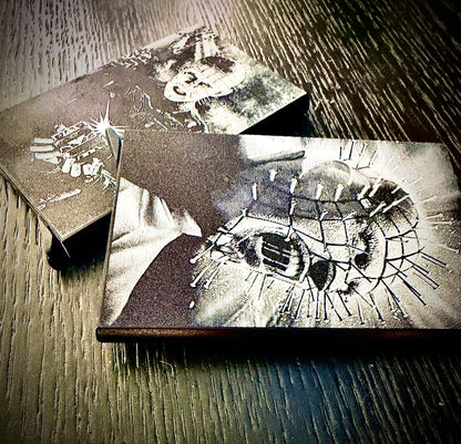 Wallet - Pinhead Engraved Metal Card Wallet Dual Sided Hellraiser