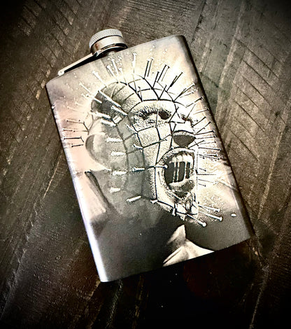 Flask - Pinhead Stainless Steel Engraved Metal 8oz Hellraiser