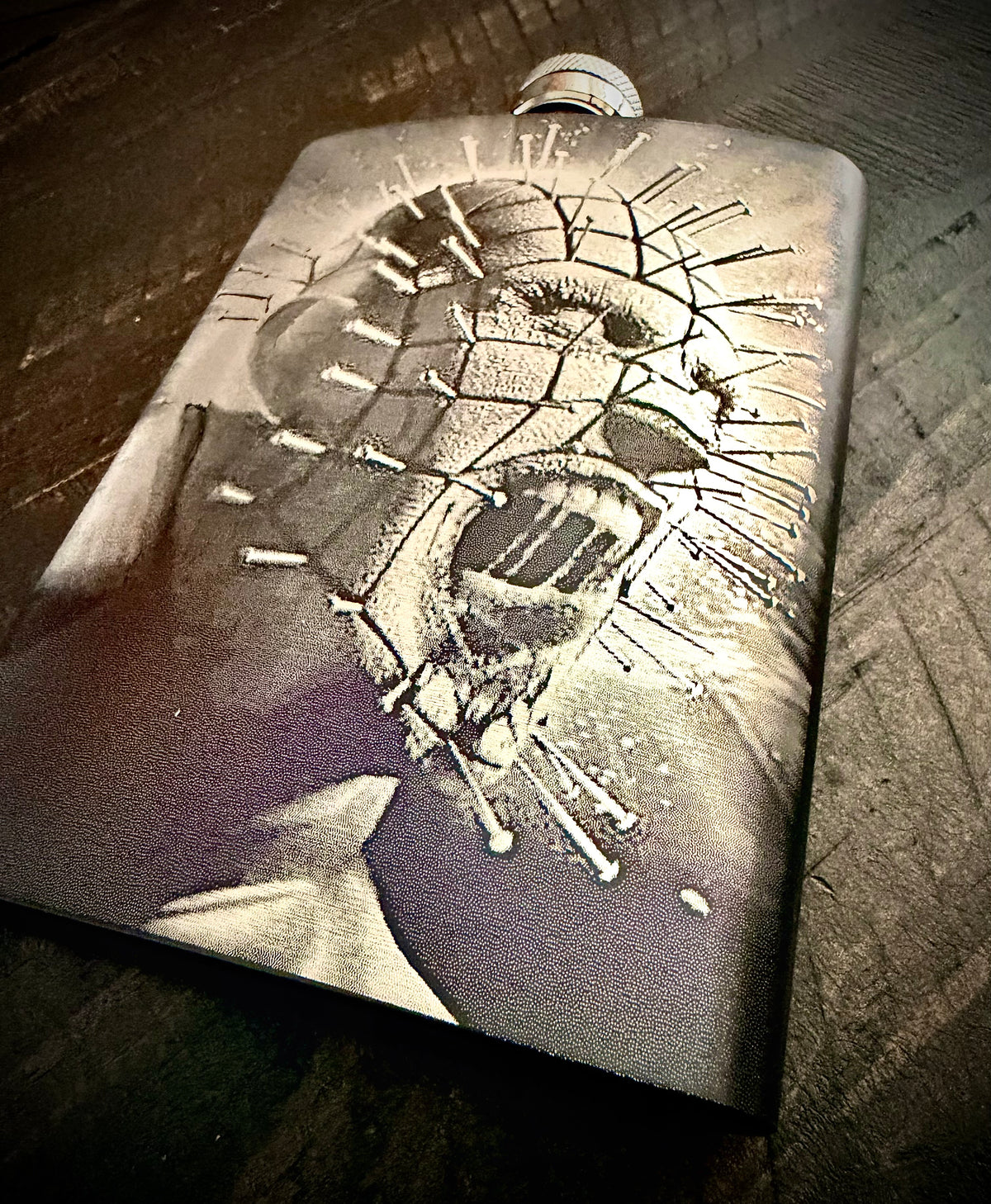 Flask - Pinhead Stainless Steel Engraved Metal 8oz Hellraiser