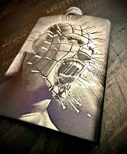 Flask - Pinhead Stainless Steel Engraved Metal 8oz Hellraiser