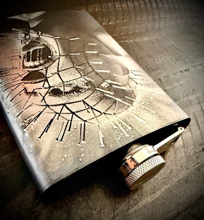 Flask - Pinhead Stainless Steel Engraved Metal 8oz Hellraiser