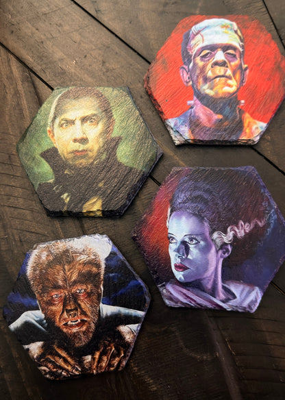Slate Coaster Set - Universal Monsters Full Color UV ink