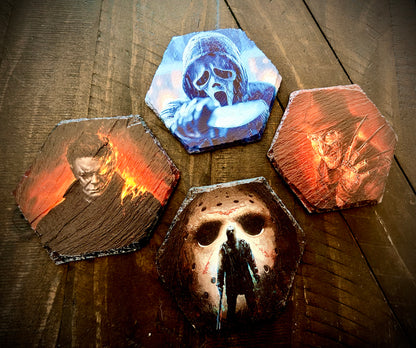 Slate Coaster Set - Icons of Horror Full Color UV ink