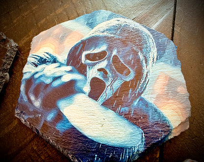 Slate Coaster Set - Icons of Horror Full Color UV ink