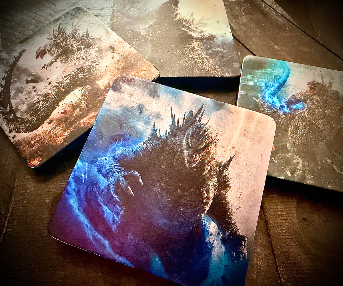 Godzilla Coaster Set - Full Color UV ink on Finished Wood (set of 4)