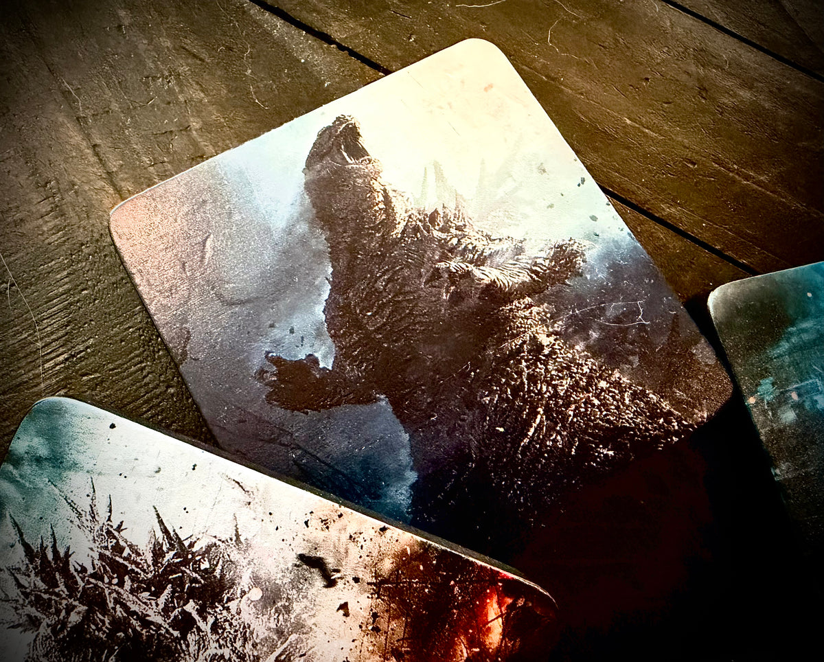 Godzilla Coaster Set - Full Color UV ink on Finished Wood (set of 4)