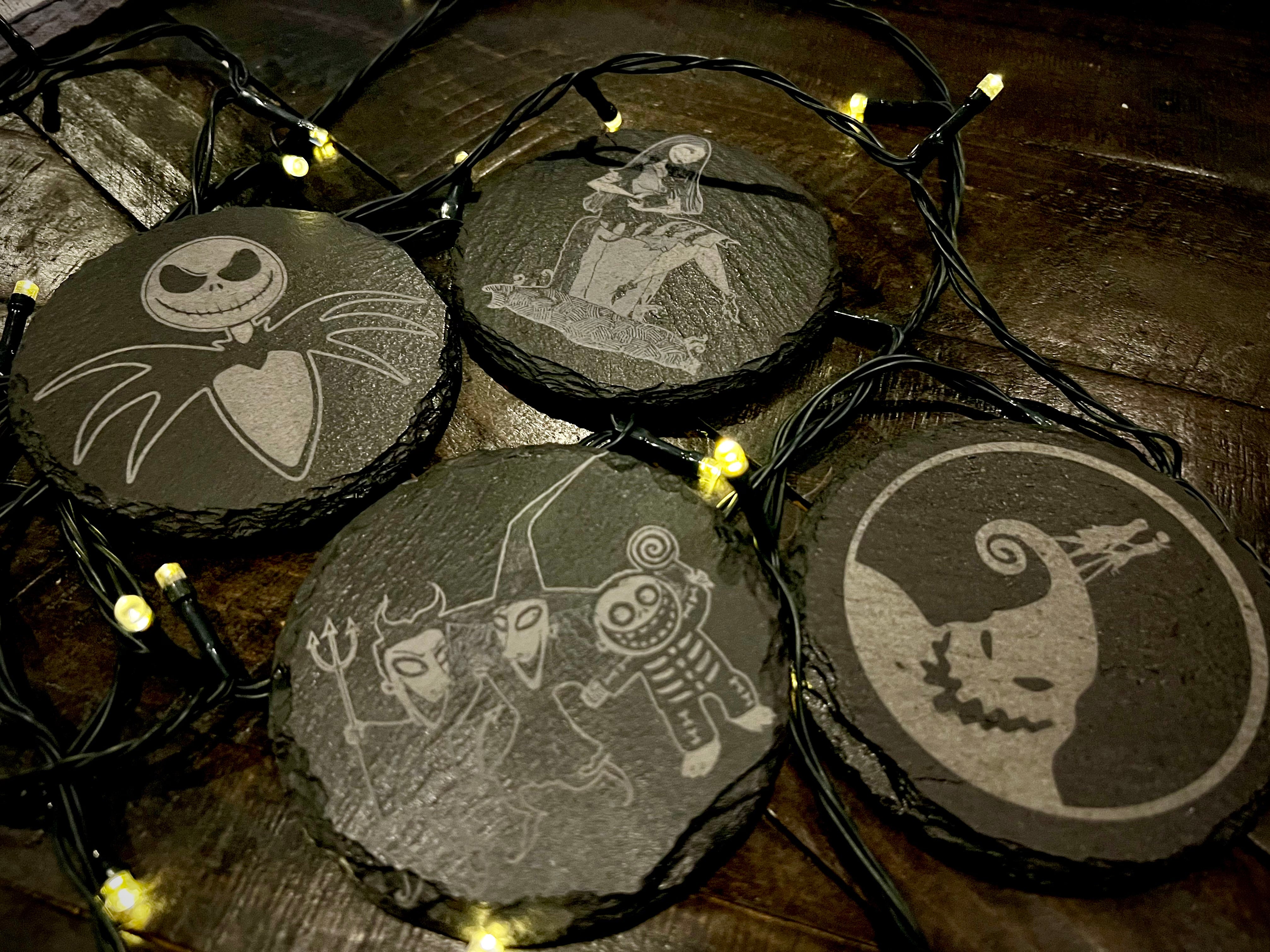 Coaster Set Nightmare Before Christmas Slate set of four