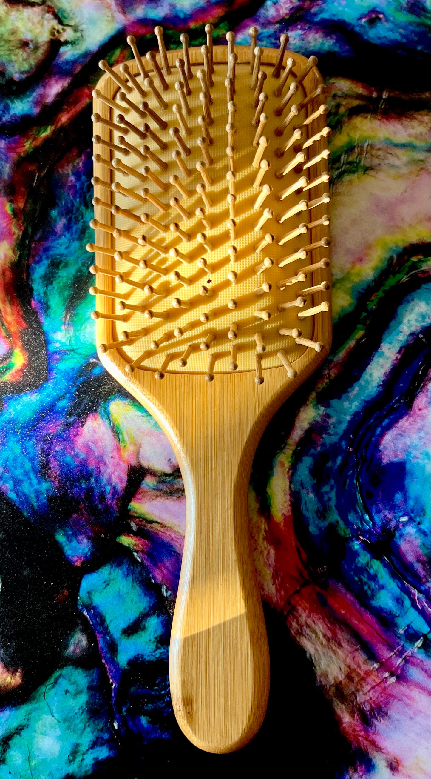 Hairbrush - Cheshire Cat Engraved on Large Bamboo Paddle Handle