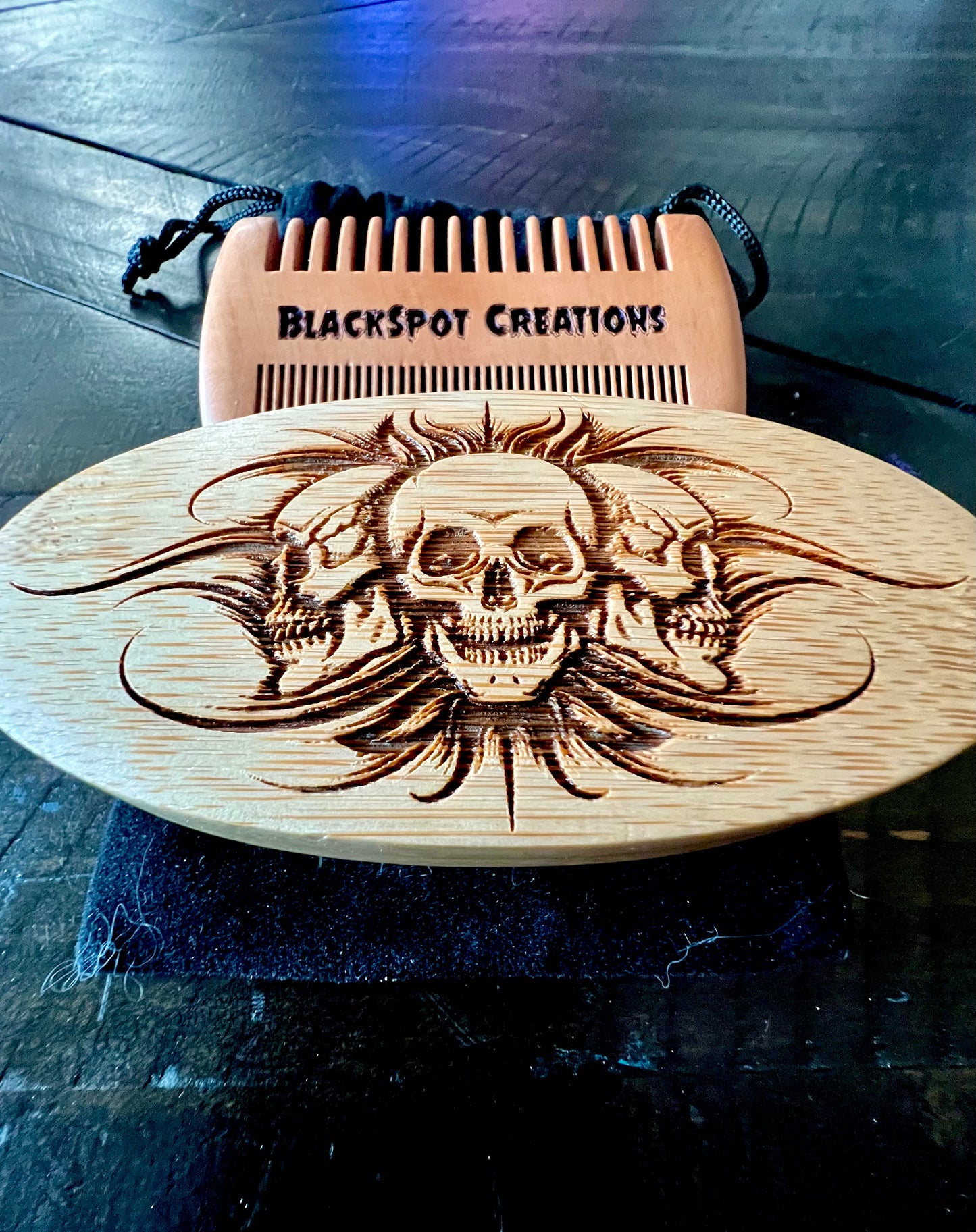 Beard Brush - Triple Skull w/ comb and travel bag