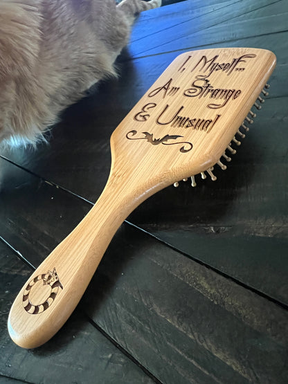 Hairbrush  - "Strange and Unusual" Engraved on Bamboo Handle