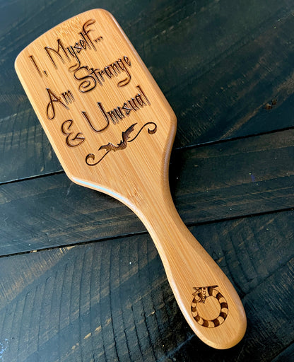 Hairbrush  - "Strange and Unusual" Engraved on Bamboo Handle