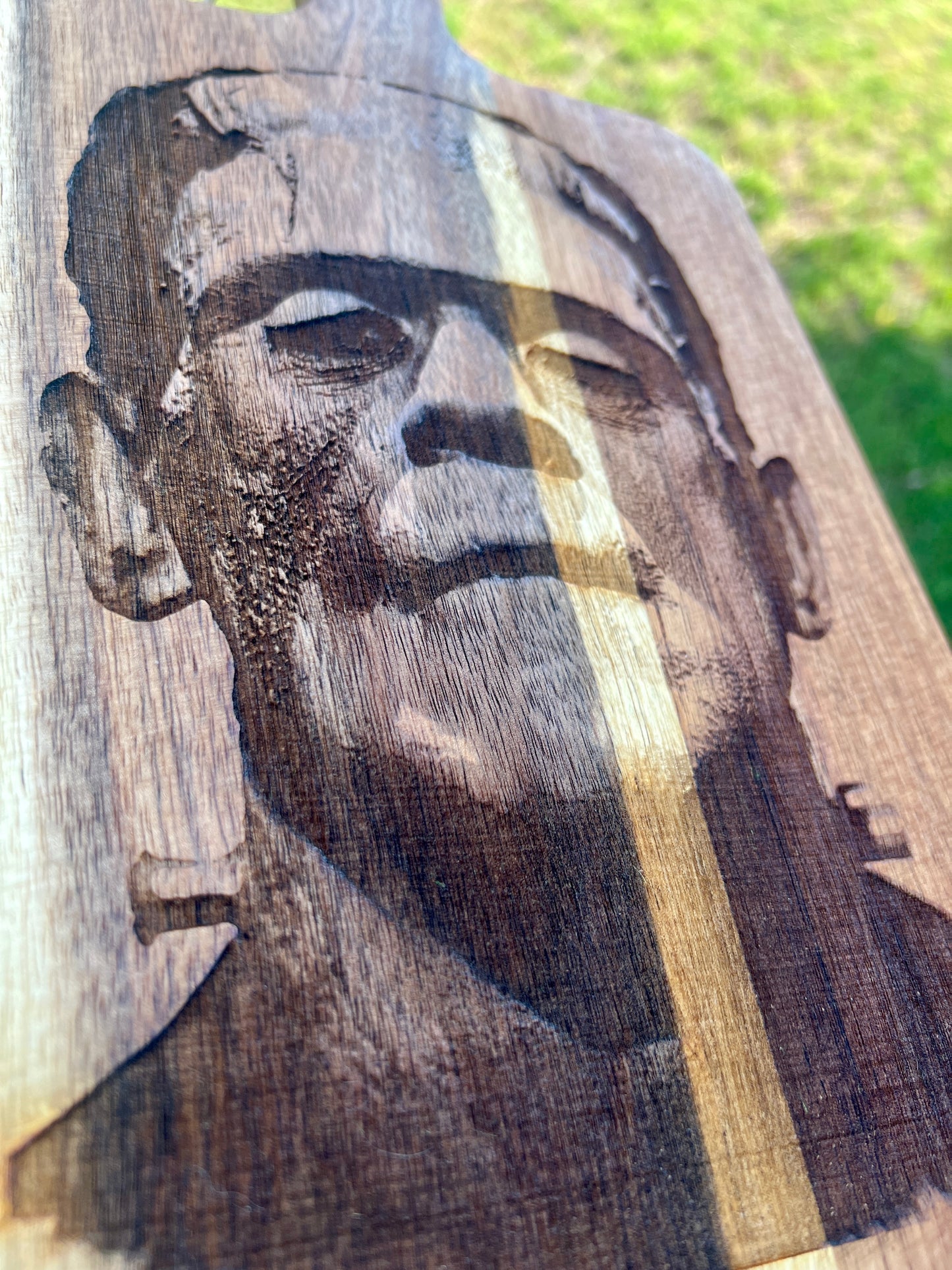 Charcuterie & Cutting Board - Frankenstein's Monster Engraved on beautiful Acacia Wood  16” X 8” Paddle