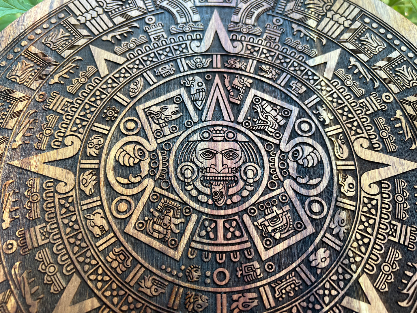 Charcuterie & Cutting Board - Aztec Calendar engraved on beautiful round acacia