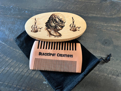 Beard Brush - Creature from the Black Lagoon w/ comb and travel bag