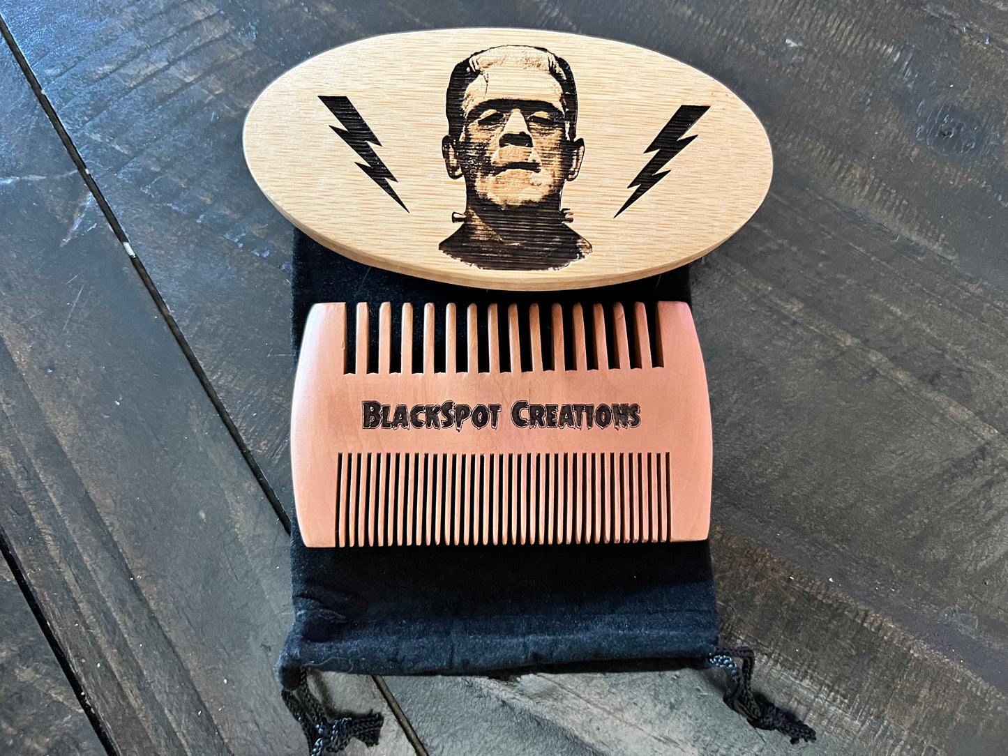 Beard Brush - Frankenstein Monster w/ comb and travel bag