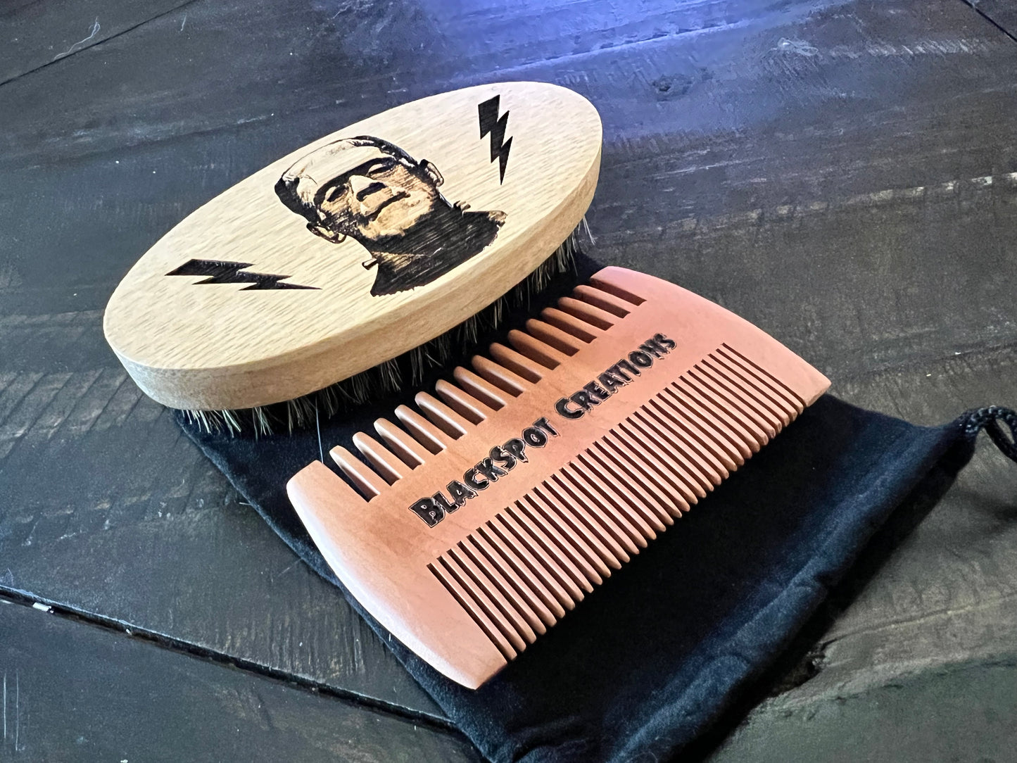Beard Brush - Frankenstein Monster w/ comb and travel bag