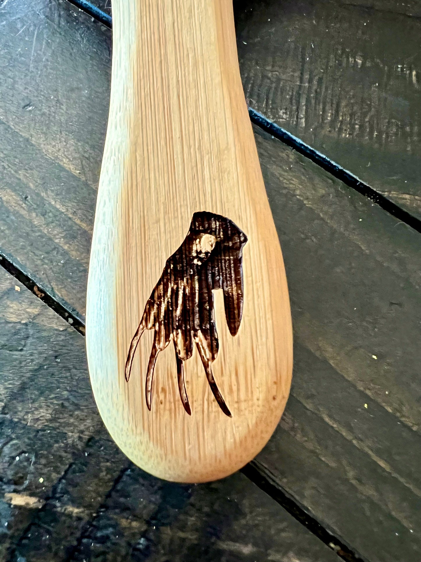 Hairbrush - Freddy Krueger engraved on large bamboo paddle brush with Bamboo Bristles