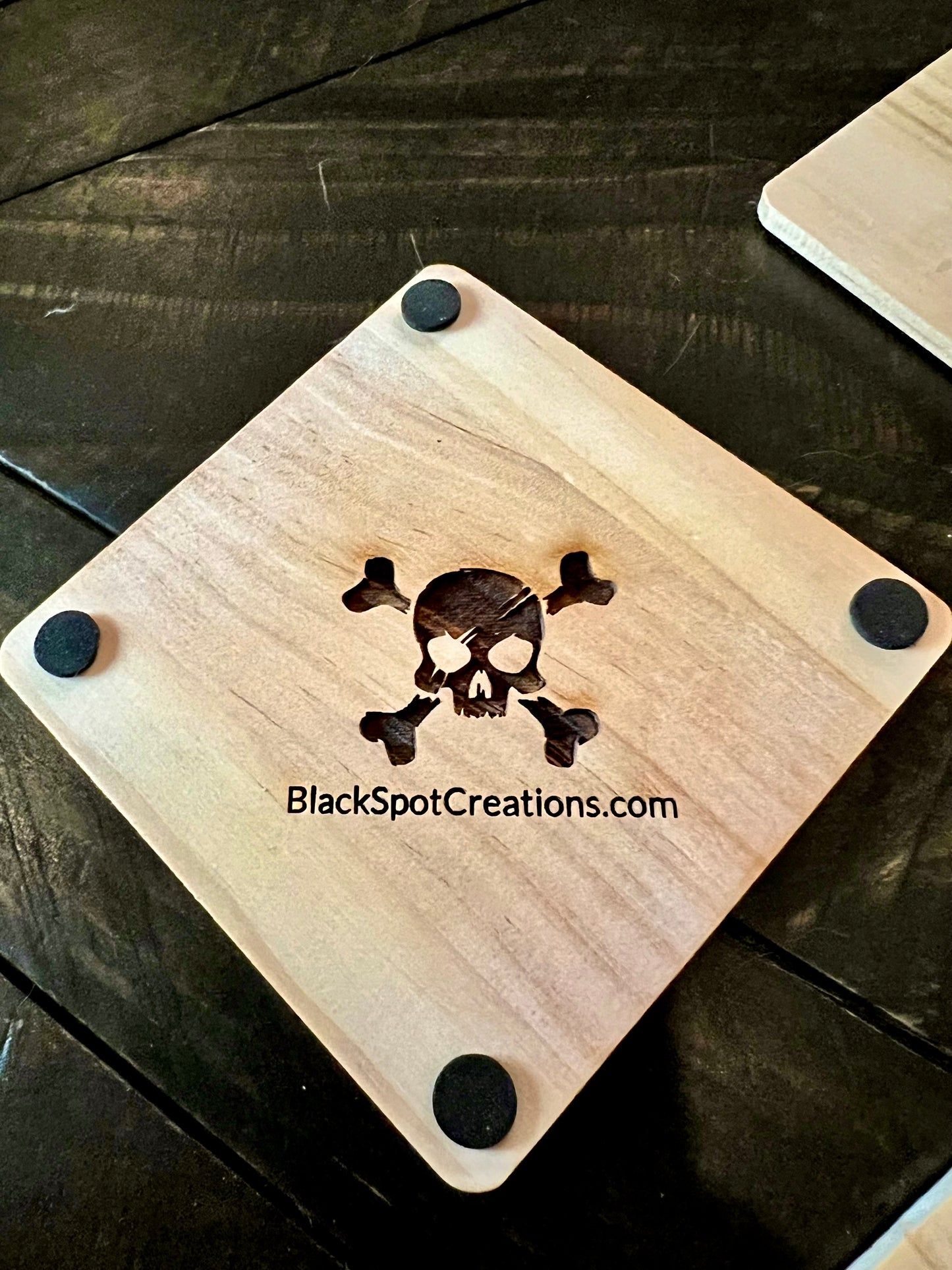 Coaster Set - Classic Monsters engraved wood with rubber pads (set of 4)