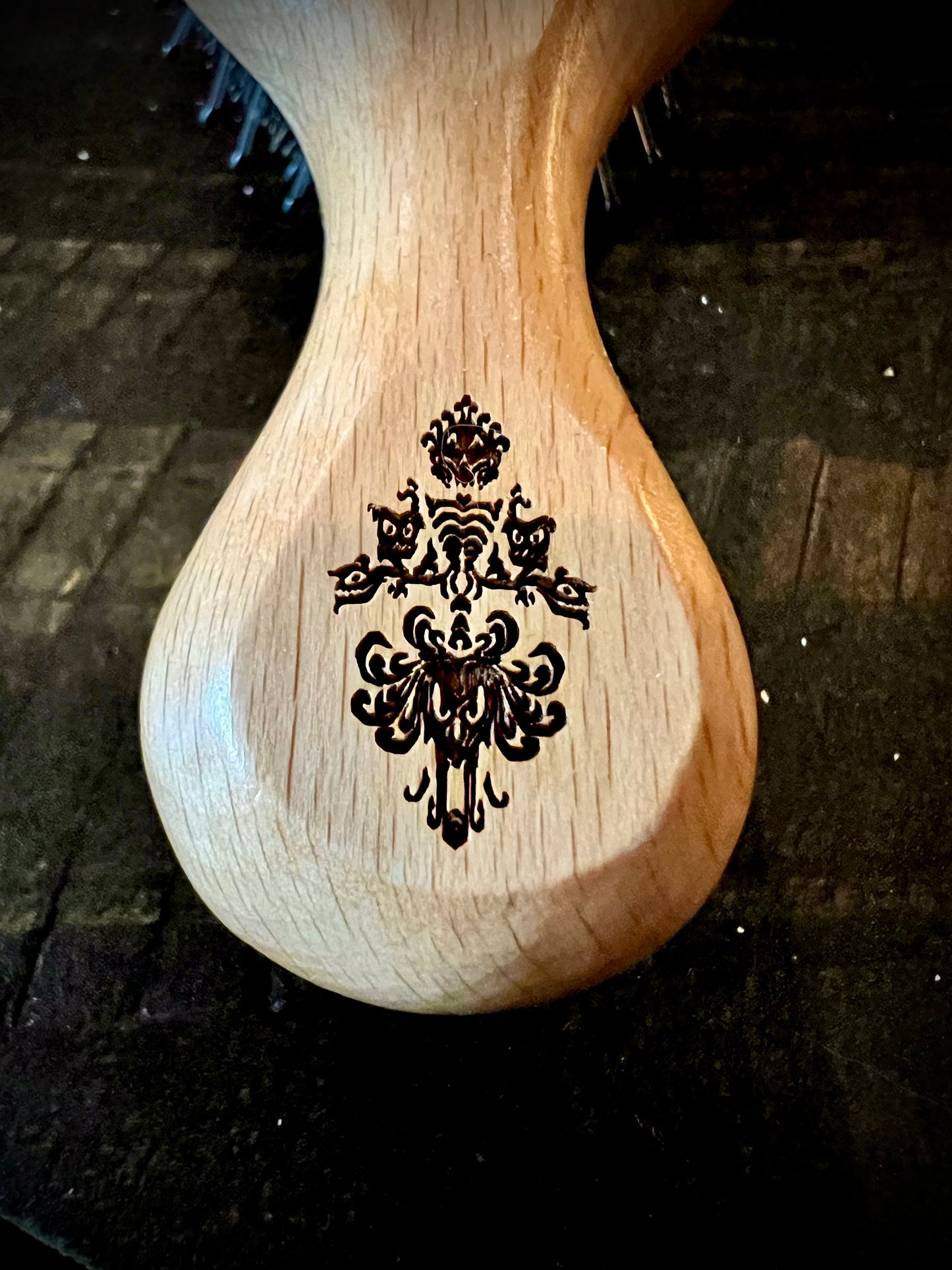Travel Size Hairbrush - Sally Slater engraving with boar bristles Haunted Mansion