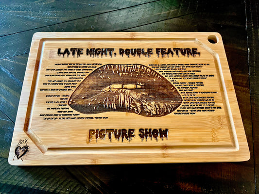 Cutting / Charcuterie Board - Rocky Horror Engraved on Bamboo Cutting Board Science Fiction Double Feature