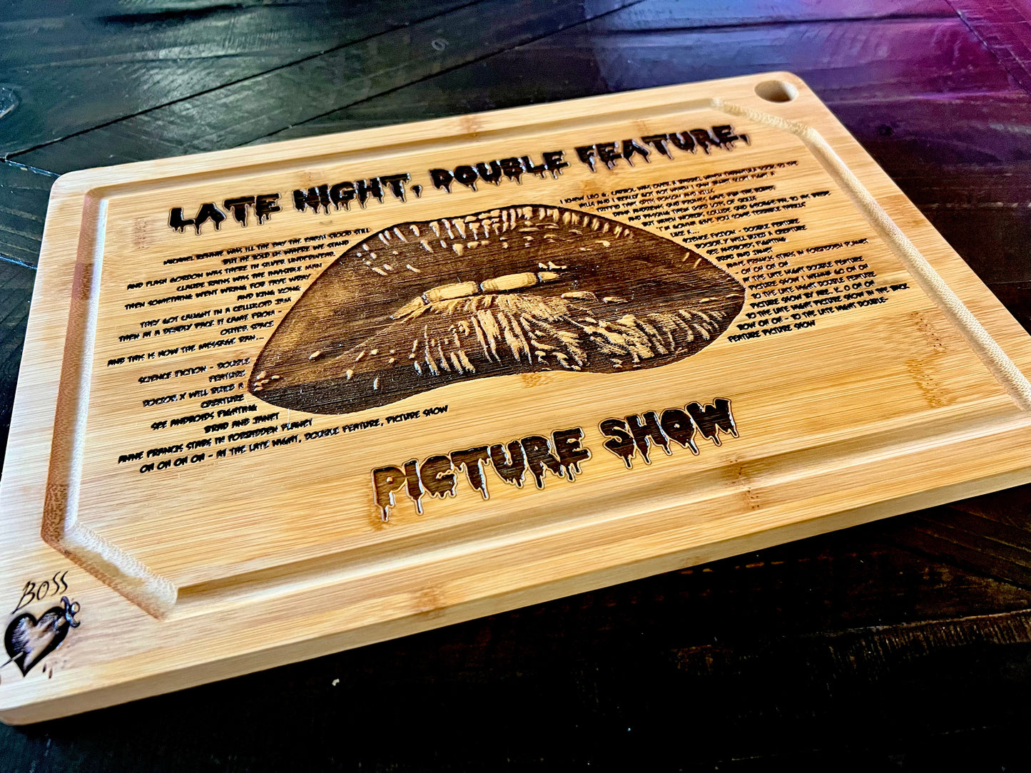 Cutting / Charcuterie Board - Rocky Horror Engraved on Bamboo Cutting Board Science Fiction Double Feature