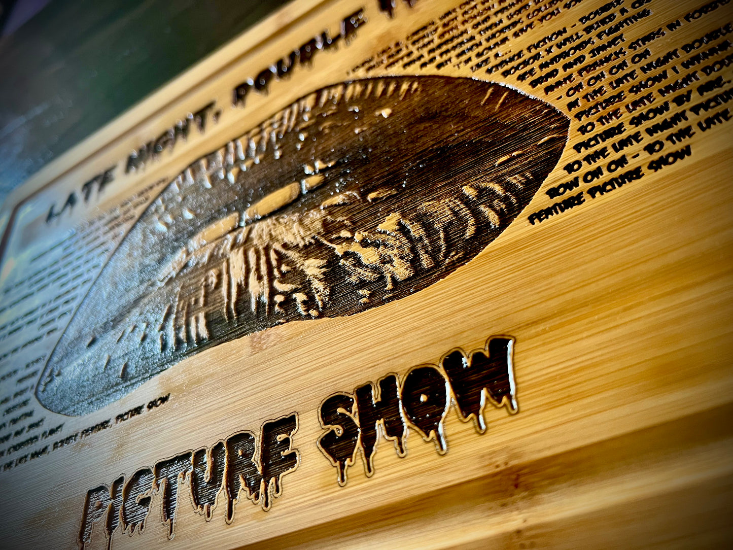 Cutting / Charcuterie Board - Rocky Horror Engraved on Bamboo Cutting Board Science Fiction Double Feature