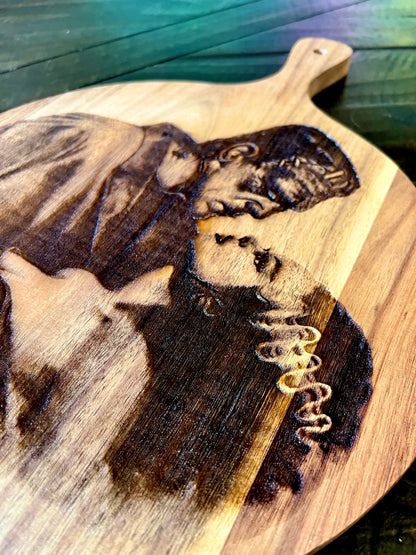 Charcuterie & Cutting Board - Bride and Monster engraved on beautiful Acacia wood