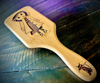Hairbrush  - Coraline Engraved on Bamboo Handle