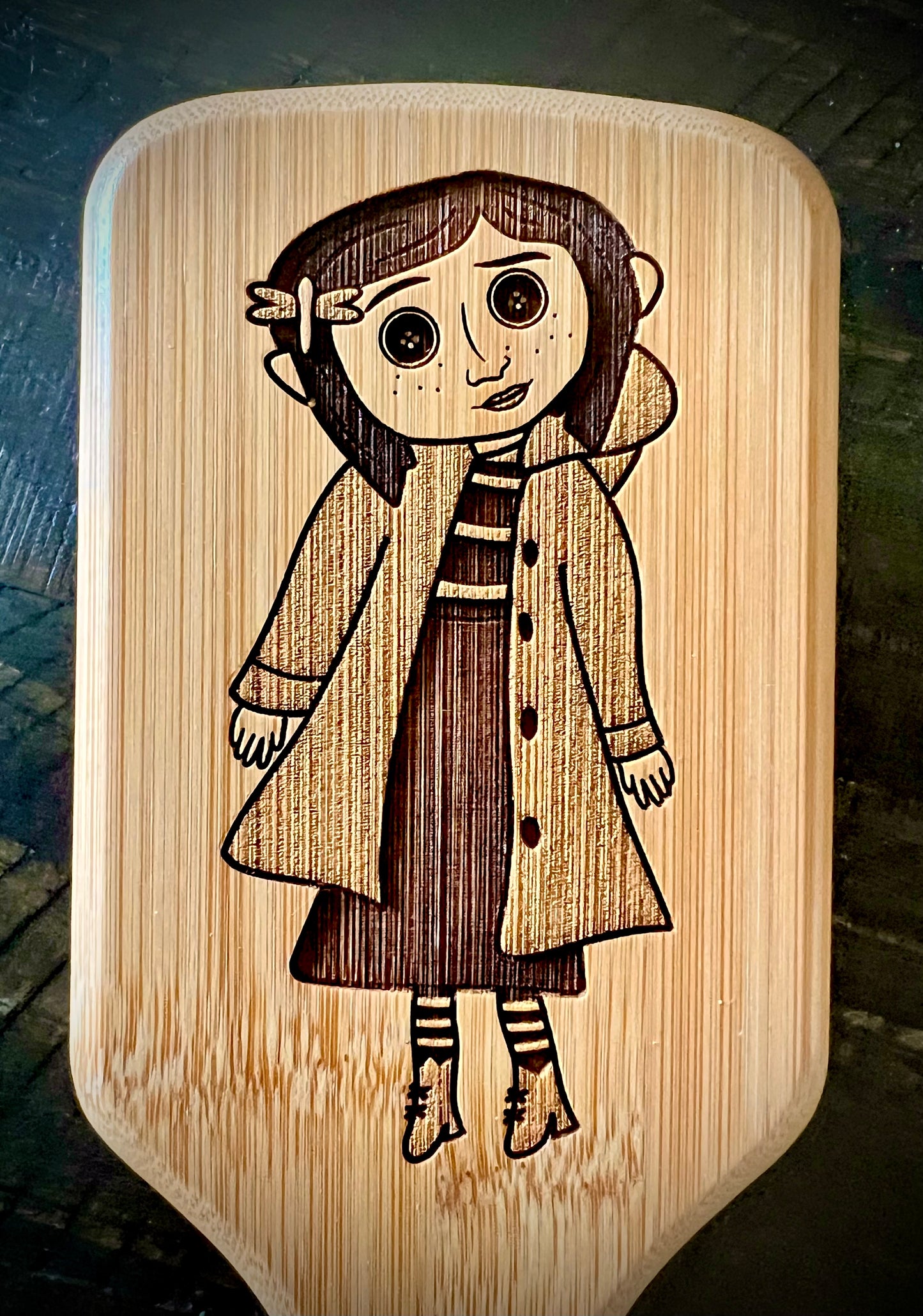 Hairbrush  - Coraline Engraved on Bamboo Handle