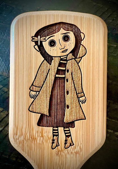 Hairbrush  - Coraline Engraved on Bamboo Handle