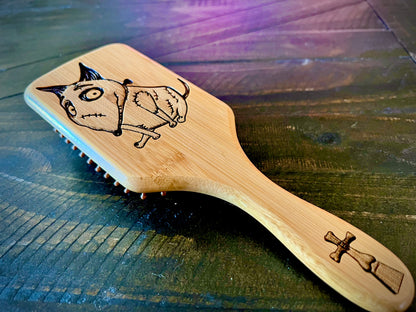 Hairbrush  - Frankenweenie Sparky Engraved on Bamboo