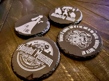 Coaster Set - Haunted Mansion etched on Slate (set of four)