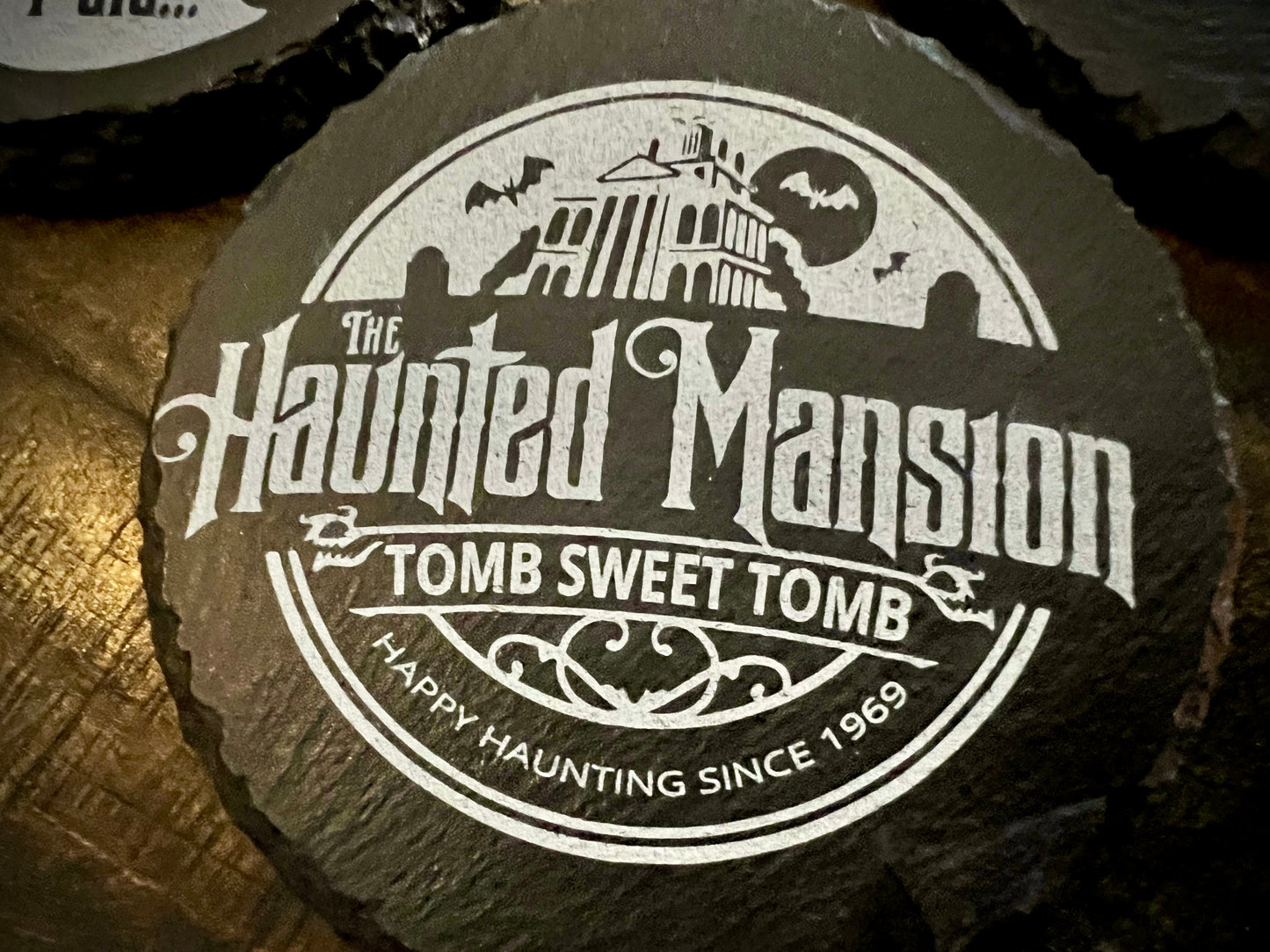 Coaster Set - Haunted Mansion etched on Slate (set of four)
