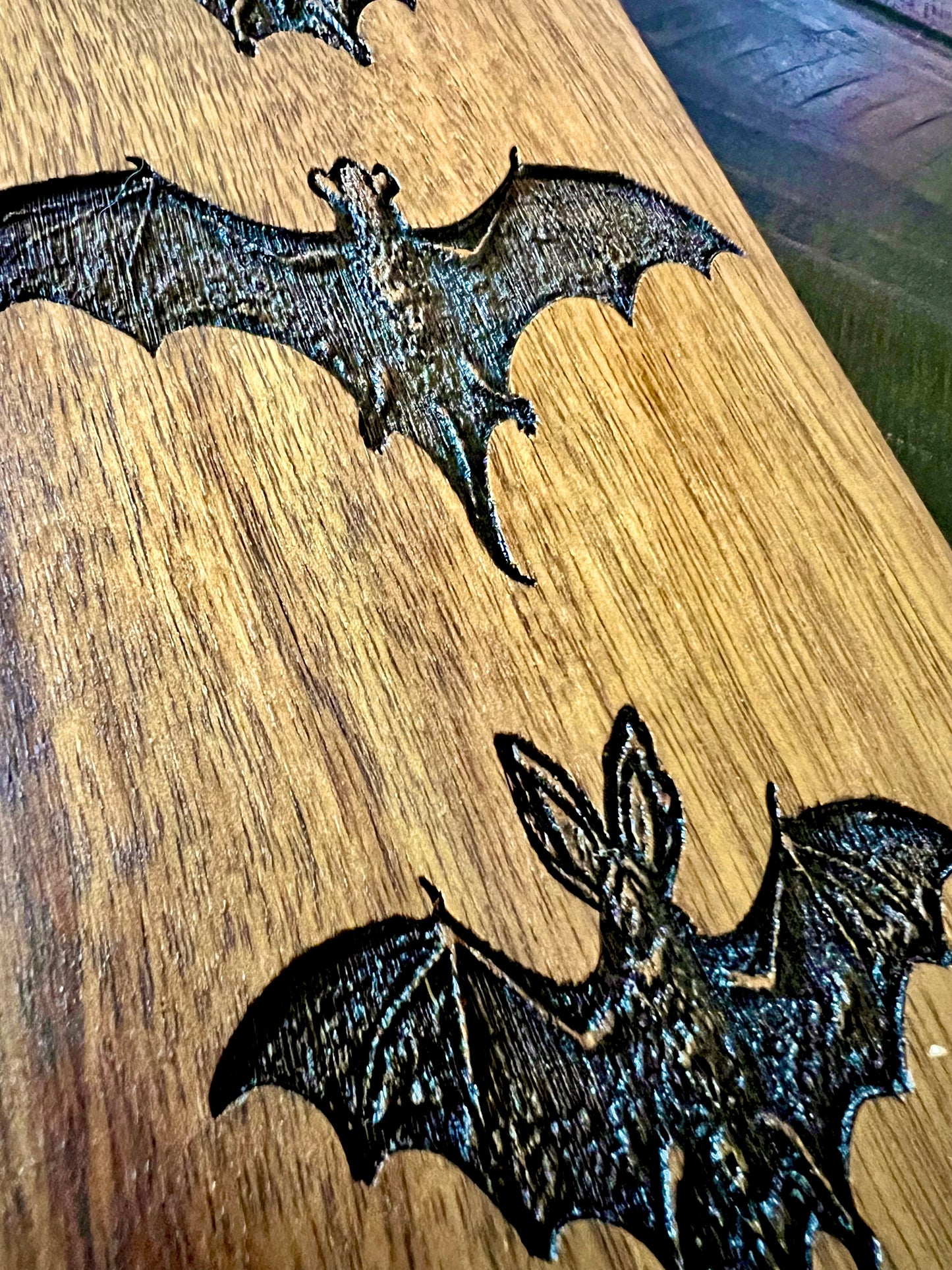Charcuterie Board - Classic Bats engraved on beautiful Acacia Paddle Shaped Board 16” X 5” Serving Tray