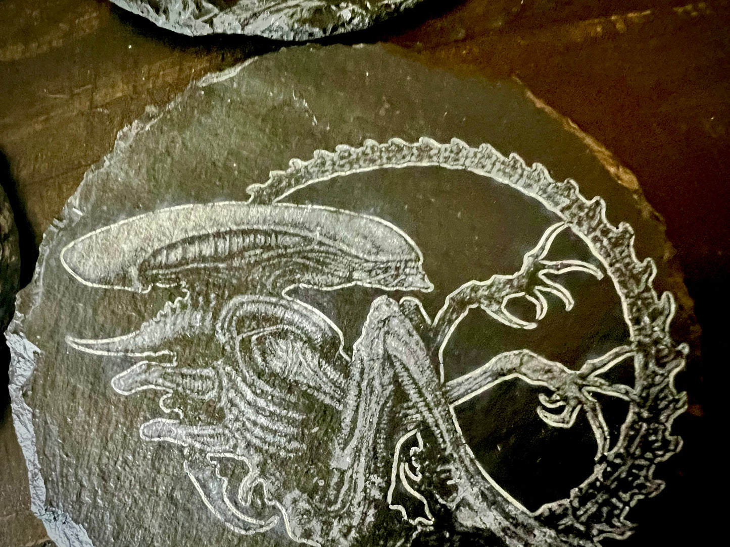 Coaster Set - Alien Xenomorph Engraved on Slate (Set of four)