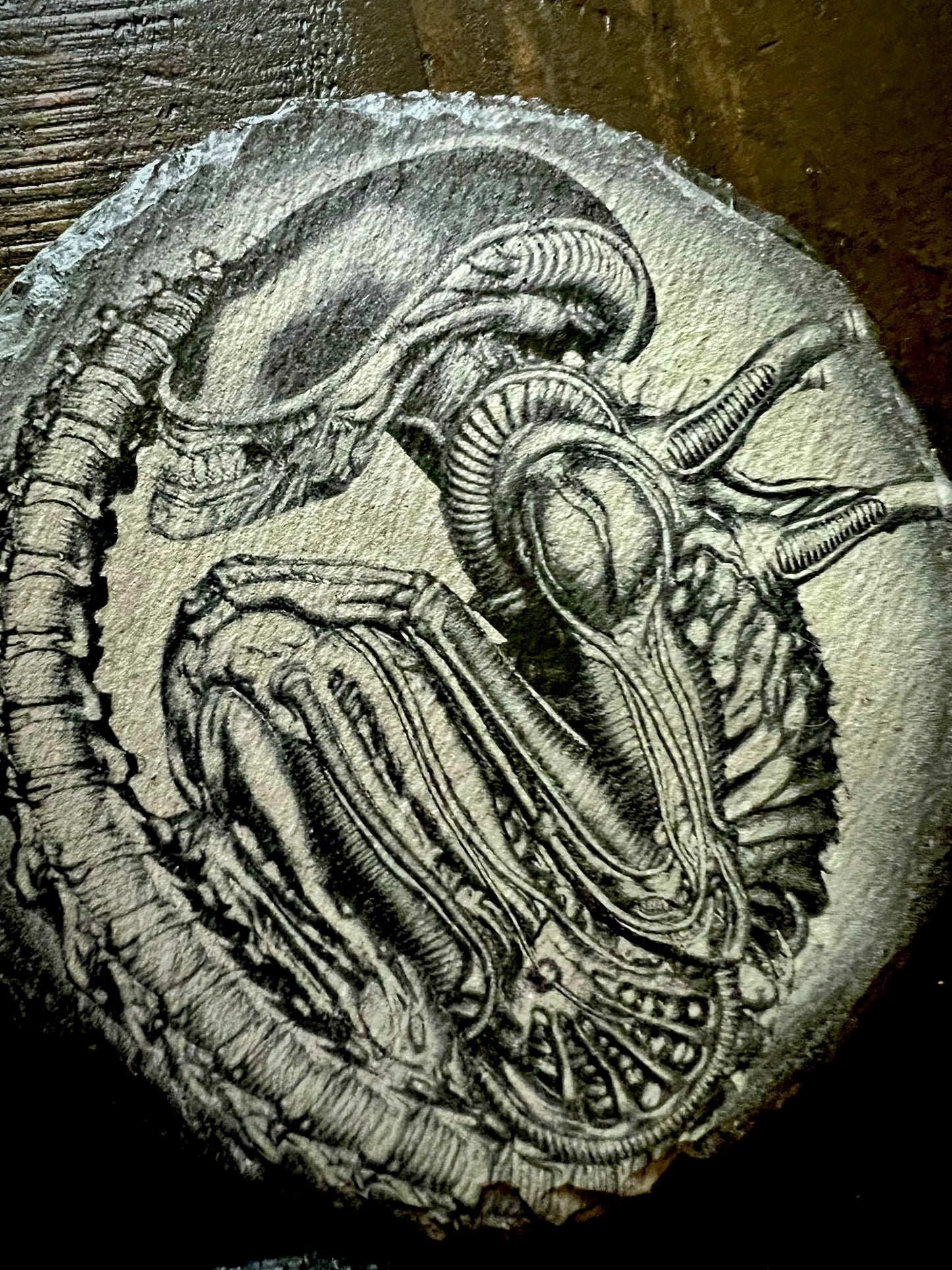 Coaster Set - Alien Xenomorph Engraved on Slate (Set of four)