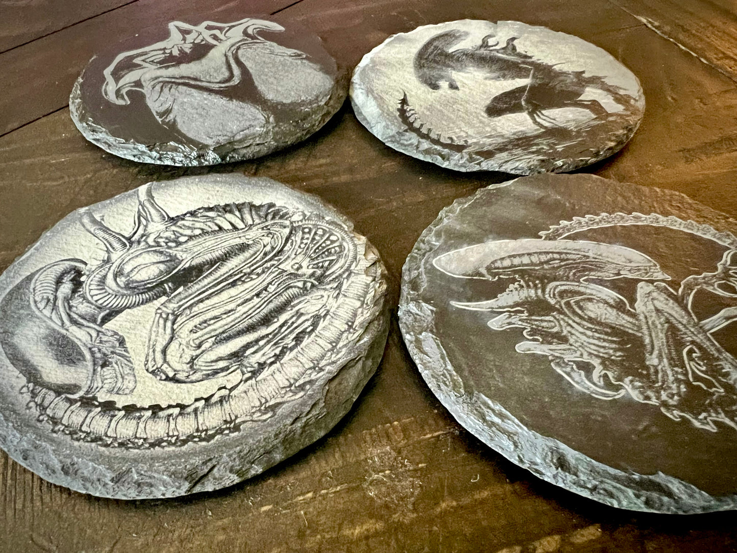 Coaster Set - Alien Xenomorph Engraved on Slate (Set of four)