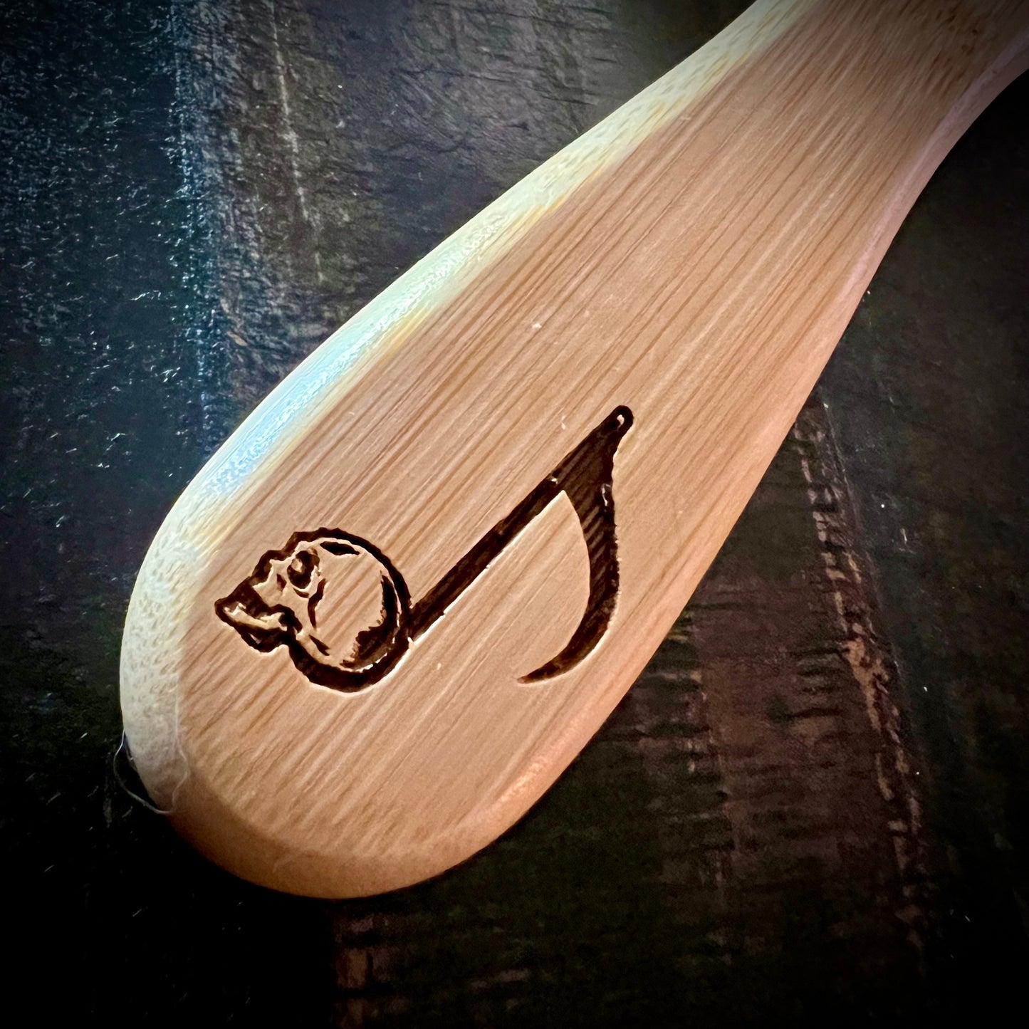 Hairbrush - Dancing Skeletons Engraved on large bamboo paddle with Bamboo Bristles
