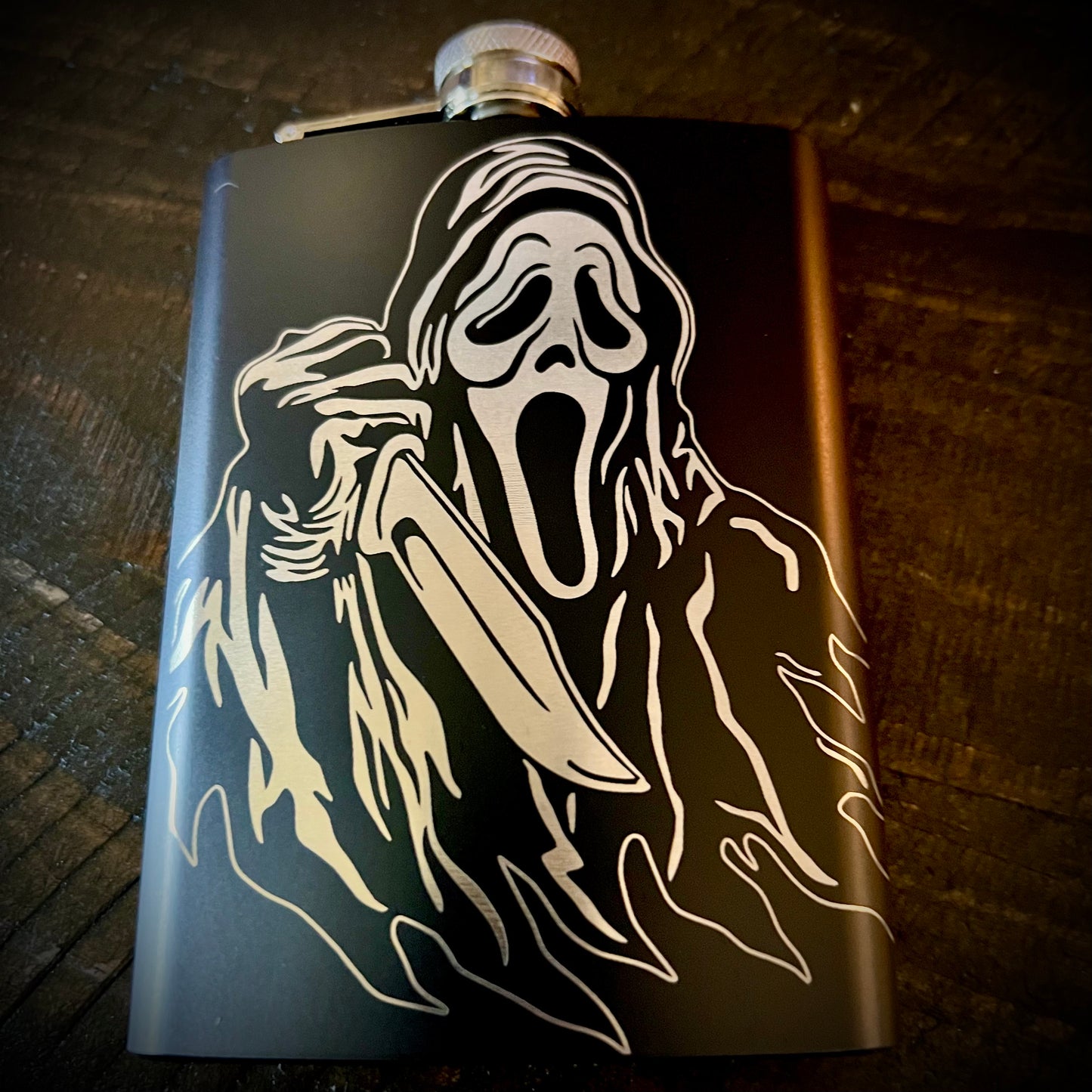 Flask - Ghostface 8oz (includes funnel) Stainless Steel Scream