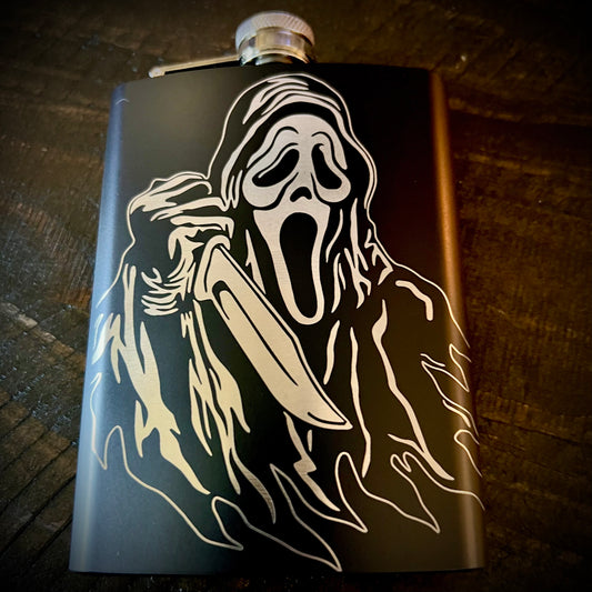 Flask - Ghostface 8oz (includes funnel) Stainless Steel Scream