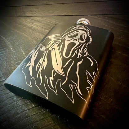 Flask - Ghostface 8oz (includes funnel) Stainless Steel Scream