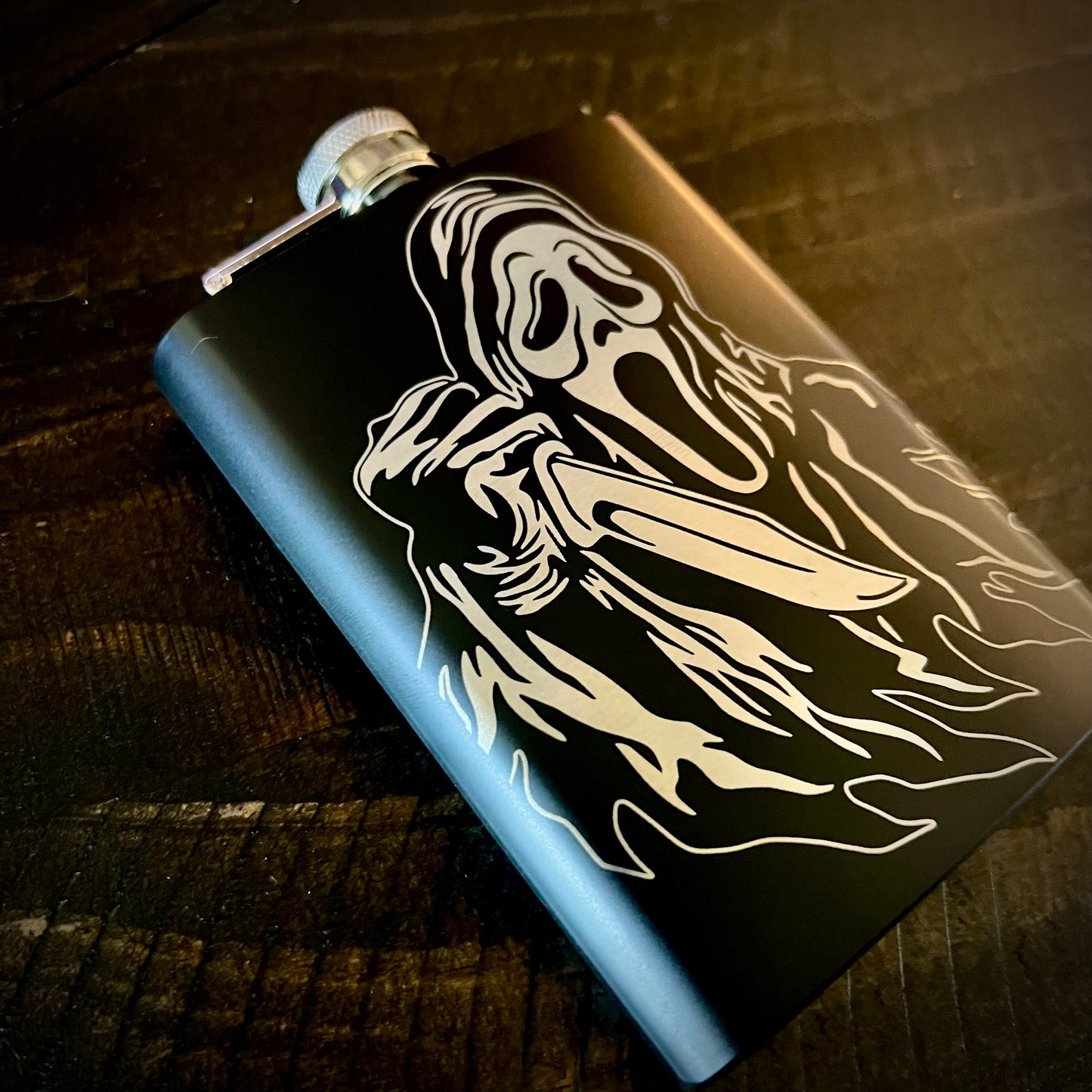Flask - Ghostface 8oz (includes funnel) Stainless Steel Scream