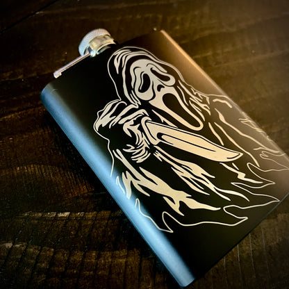 Flask - Ghostface 8oz (includes funnel) Stainless Steel Scream