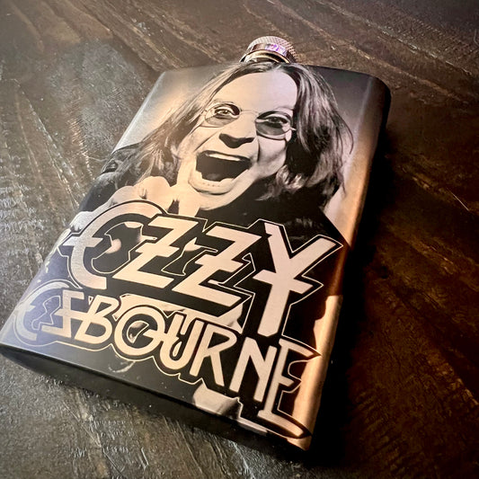 Flask - Ozzy Osbourne 8oz (includes funnel) Stainless Steel