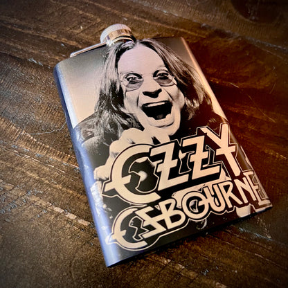 Flask - Ozzy Osbourne 8oz (includes funnel) Stainless Steel