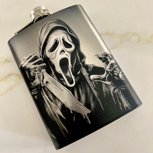 Flask - Ghostface II 8oz (includes funnel) Stainless Steel Scream Design 2