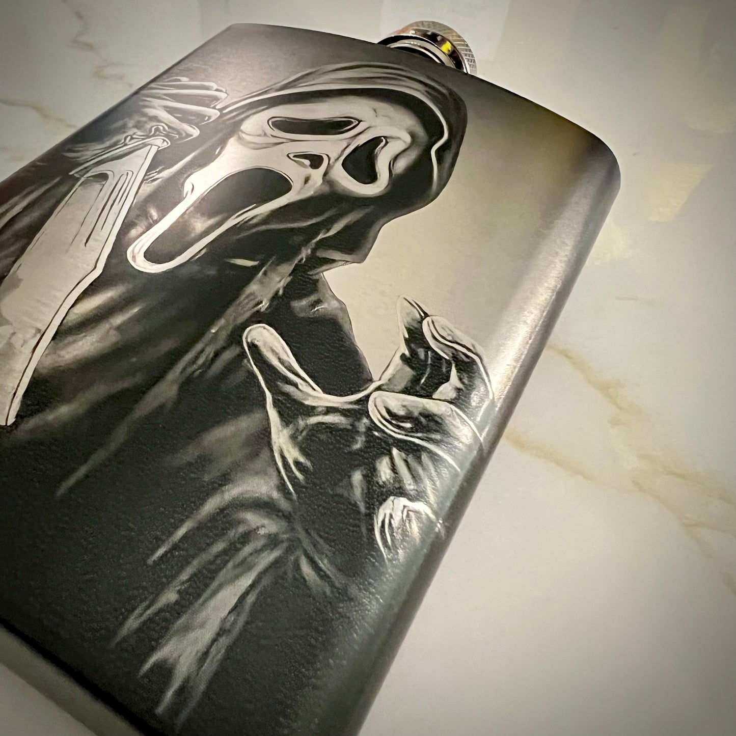 Flask - Ghostface II 8oz (includes funnel) Stainless Steel Scream Design 2